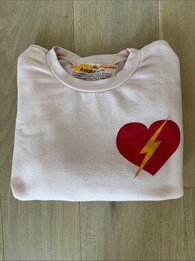Aviator Nation Bolt Heart Relaxed Crew Sweatshirt